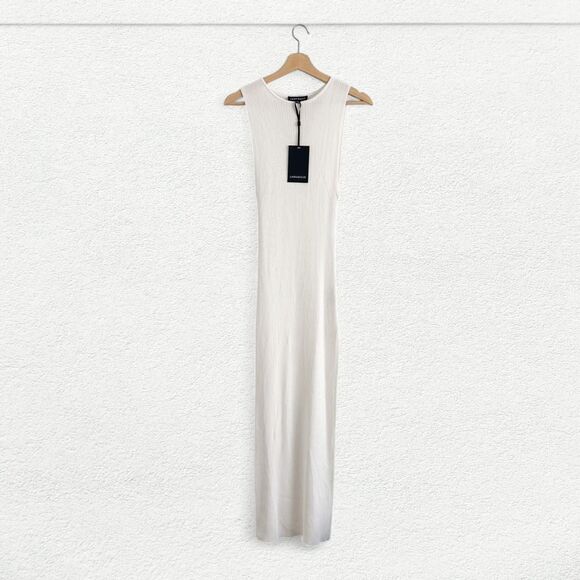 Lamarque Giovanni Rib Knit Maxi Dress in Off White - Picture 8 of 8